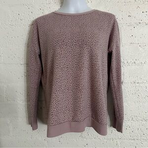 Mondetta Womens Top S Pink Mauve Leopard Print Long Sleeve Crew Neck F13